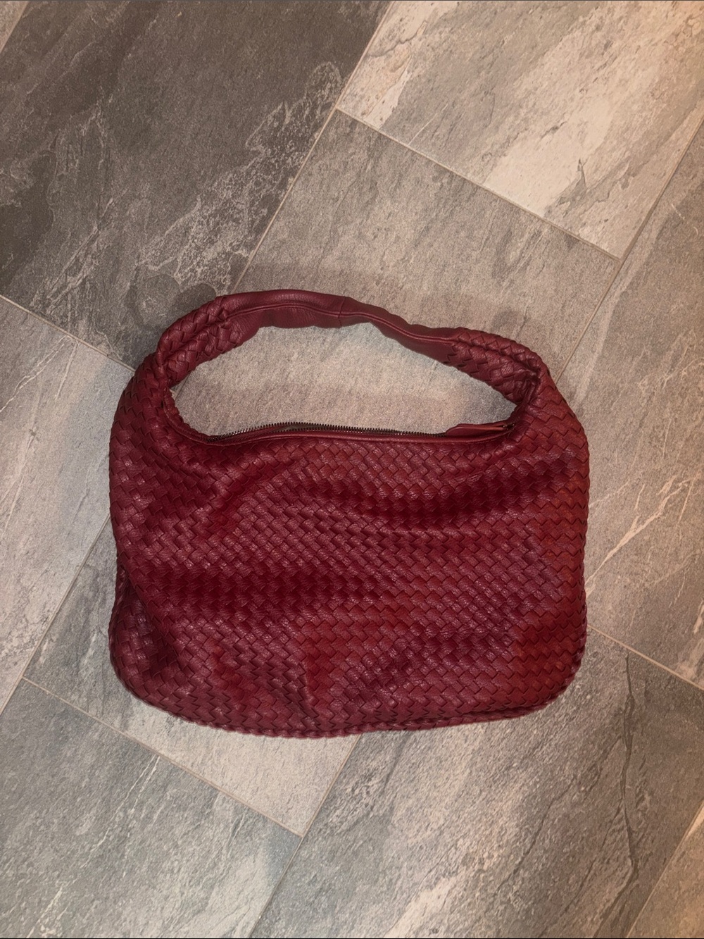 Anthropologie Woven Shoulder Bag in Burgundy